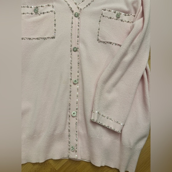 LEO & UGO PARIS - Baby Pink Cardigan with Crystals - Picture 2 of 9